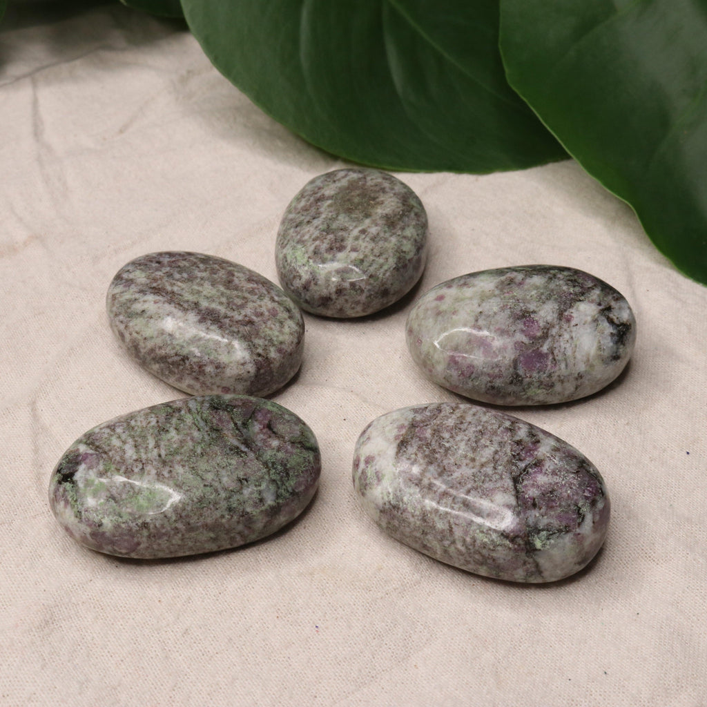 Ruby in Feldspar Pillow Palm Stones~ - Earth Family Crystals