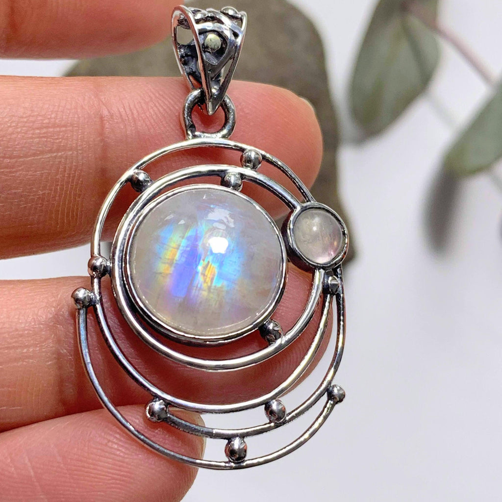 Pure Serenity Rainbow Moonstone Sterling Silver Pendant (Includes Silver Chain) - Earth Family Crystals