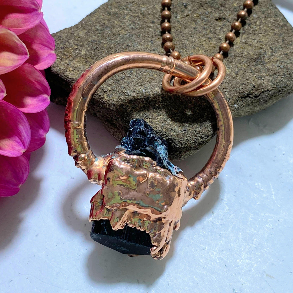 Ooak Terminated Black Tourmaline Crystal Electroformed Copper Handmade Necklace (24" chain) - Earth Family Crystals