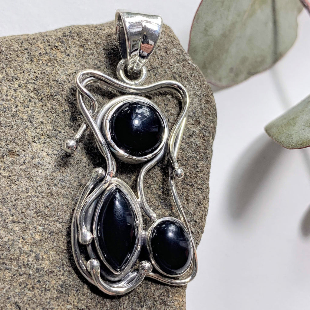 Unique Black Onyx Sterling Silver Pendant (Includes Silver Chain) - Earth Family Crystals
