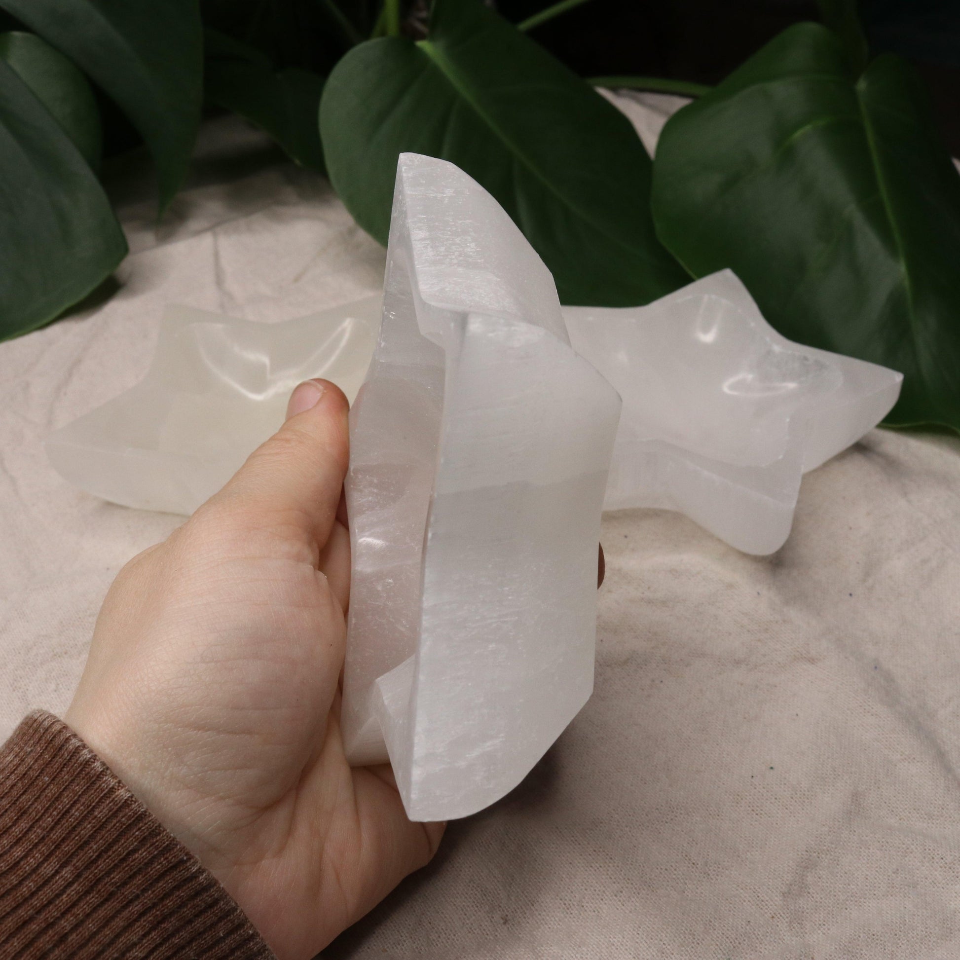 Selenite Star Bowl Carving ~ Recharge & Cleanse Gemstone Jewelry and Small Stones - Earth Family Crystals