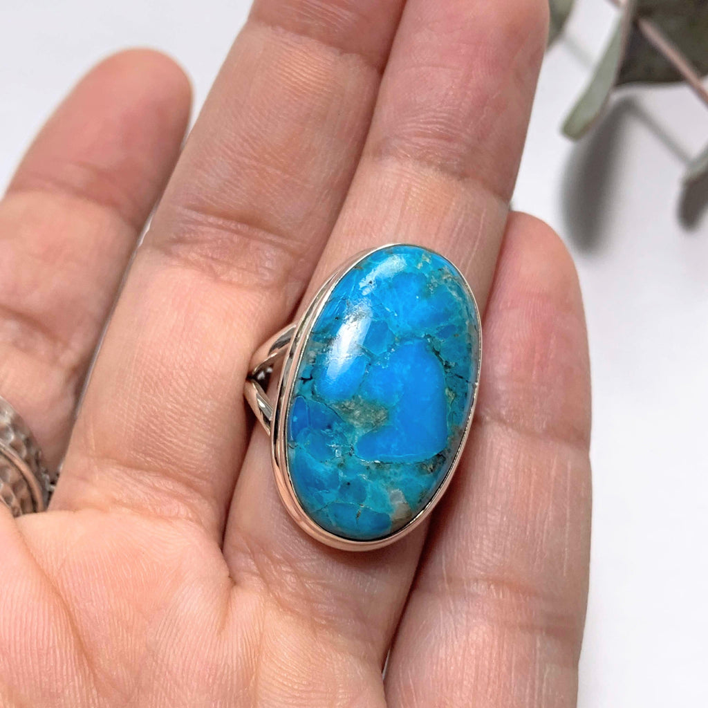 Vibrant Blue Genuine Arizona Turquoise Sterling Silver Ring (Size:8 ) - Earth Family Crystals