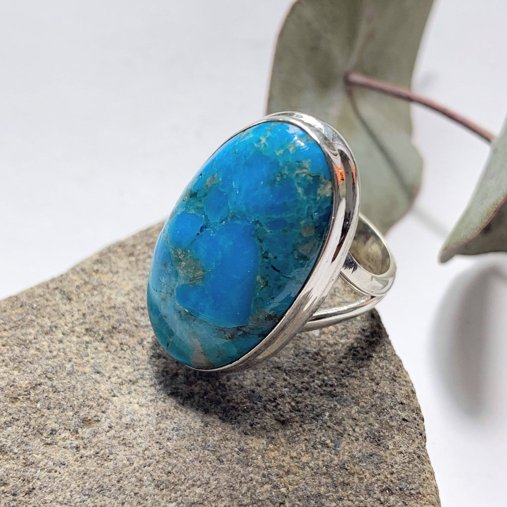 Vibrant Blue Genuine Arizona Turquoise Sterling Silver Ring (Size:8 ) - Earth Family Crystals