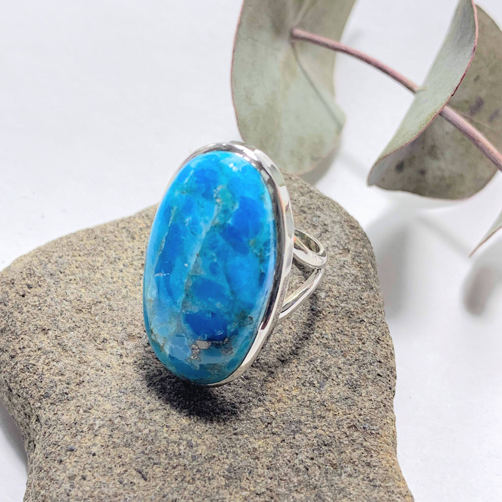 Vibrant Blue Genuine Arizona Turquoise Sterling Silver Ring (Size:6 ) - Earth Family Crystals