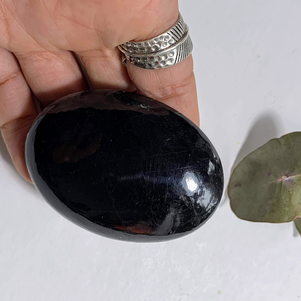 Protective Polished Black Tourmaline Hand Held Worry Stone #2 - Earth Family Crystals