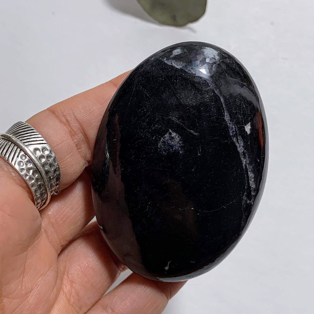 Protective Polished Black Tourmaline Hand Held Worry Stone #4 - Earth Family Crystals