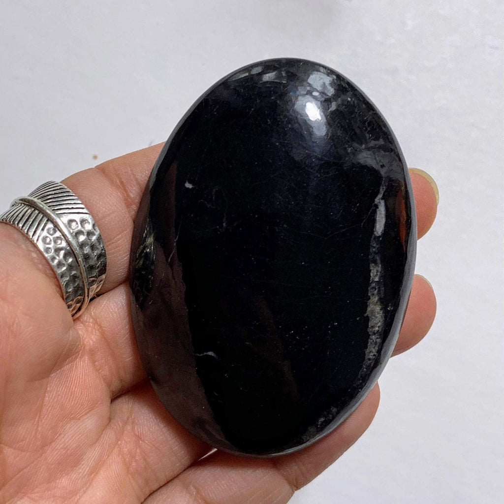 Protective Polished Black Tourmaline Hand Held Worry Stone #4 - Earth Family Crystals