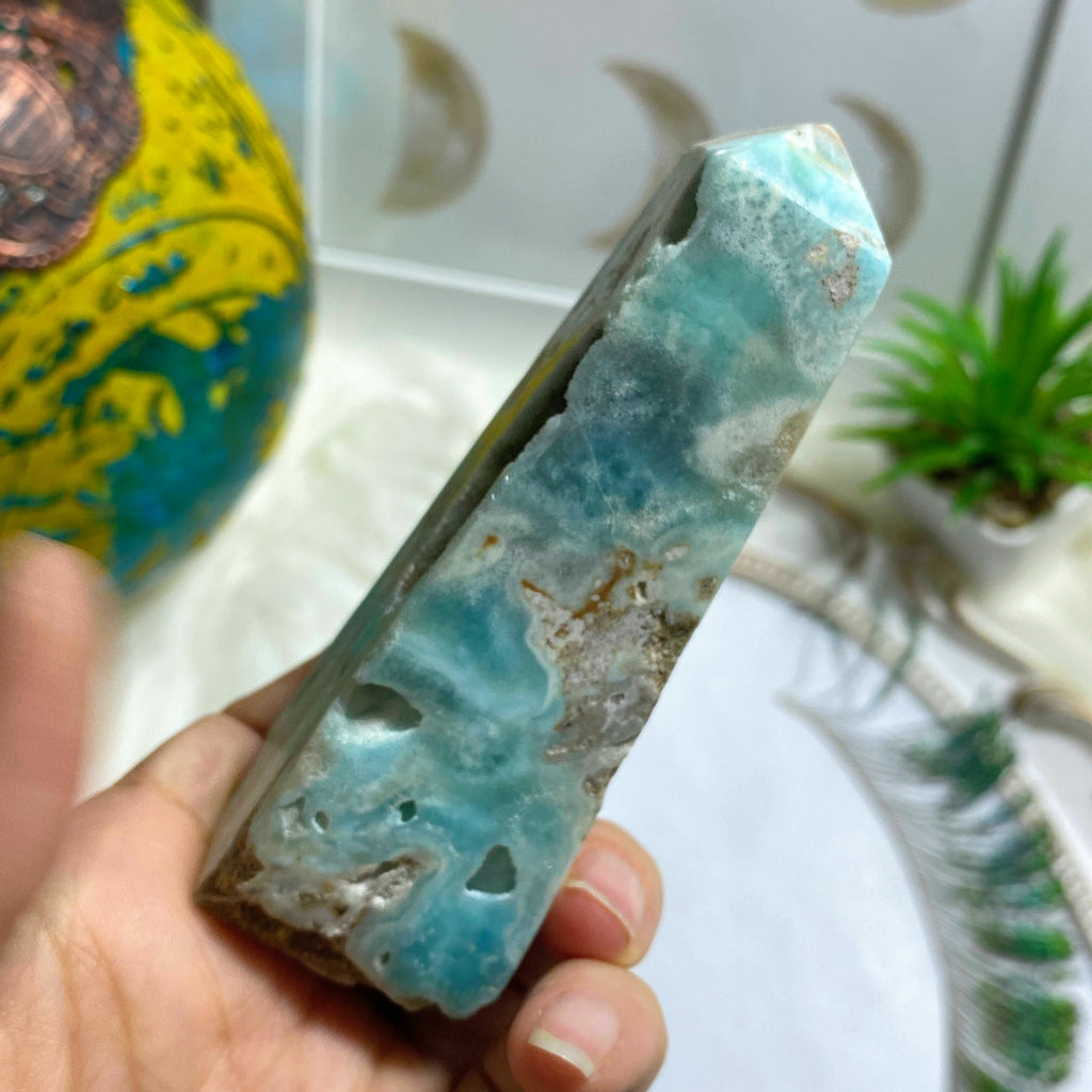 Incredible Druzy Cave Geode~ Blue Aragonite Standing Display Tower - Earth Family Crystals
