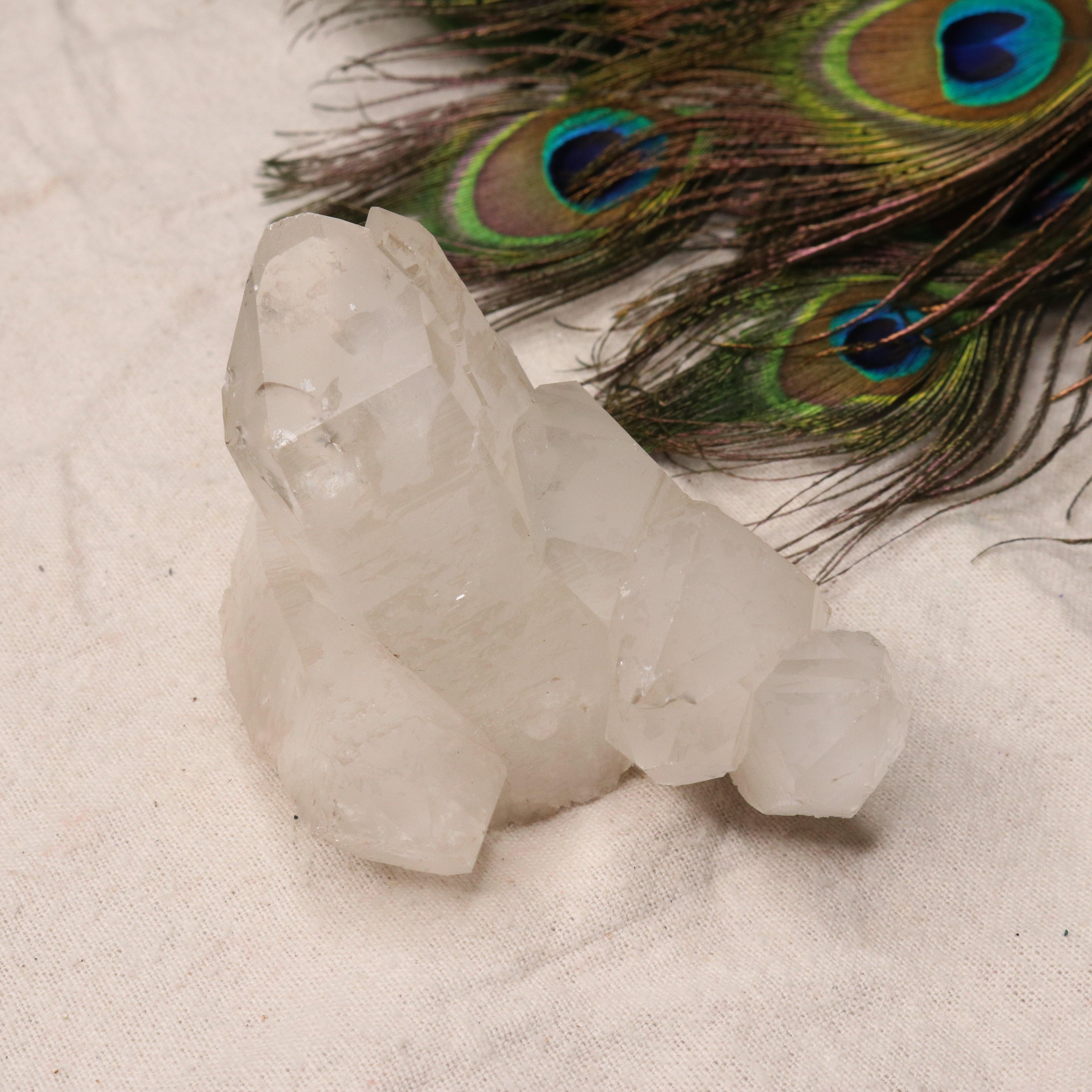 Grade A Clear Quartz Celestial Cluster Point from Brazil with Lithium Inclusions - Earth Family Crystals