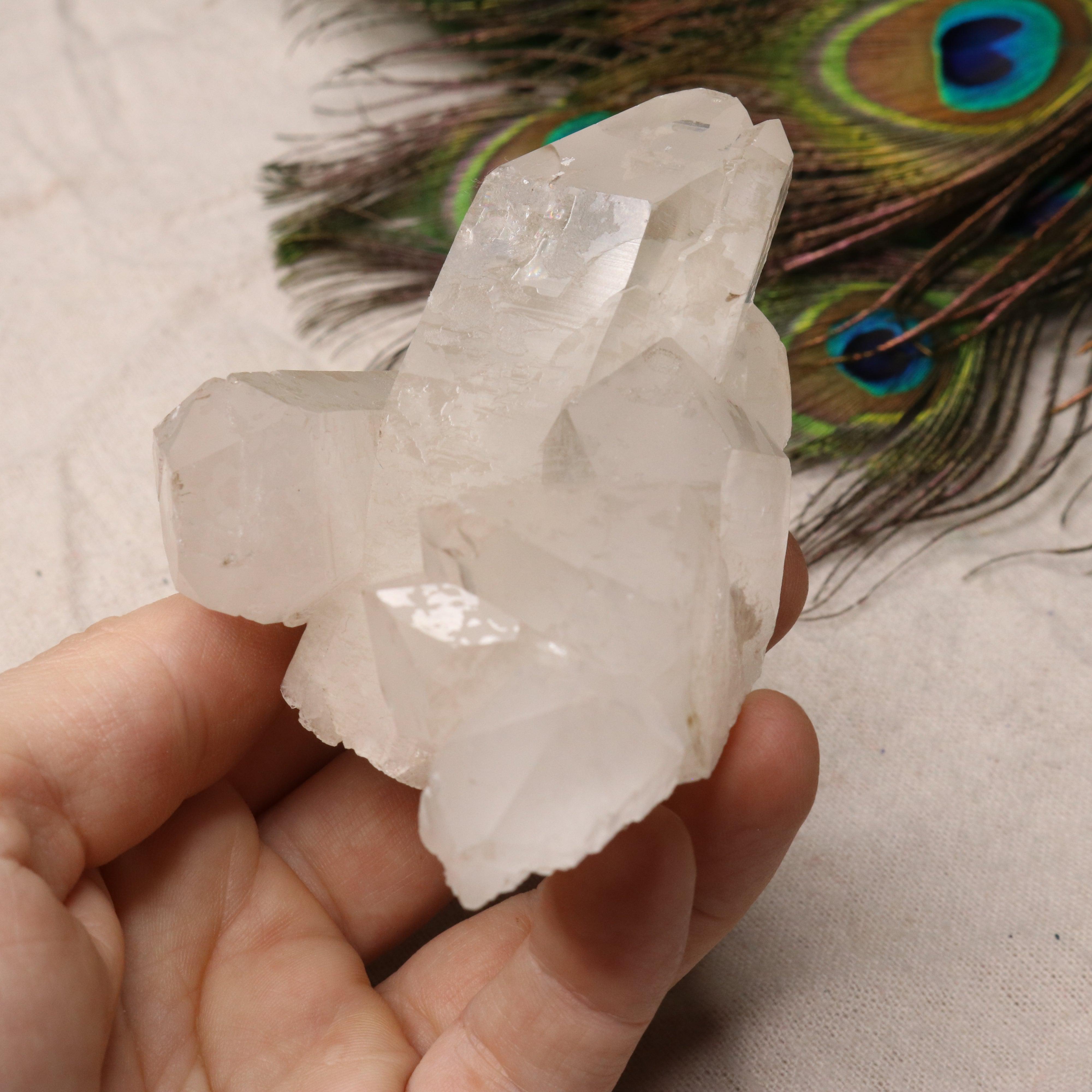 Grade A Clear Quartz Celestial Cluster Point from Brazil with Lithium Inclusions - Earth Family Crystals