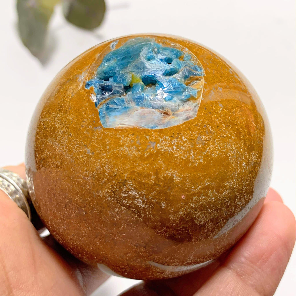 Brown Jasper &  Blue Apatite Partially Polished Large Sphere From Brazil - Earth Family Crystals