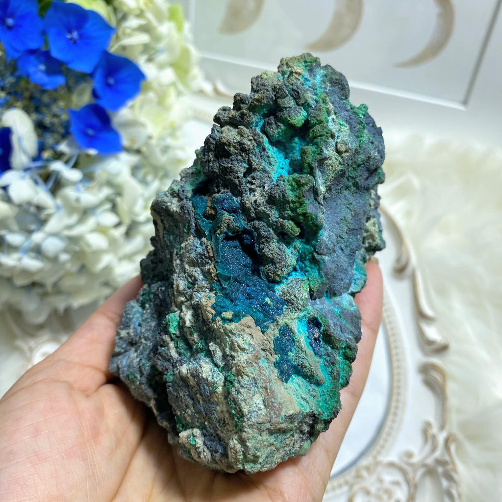 Chunky & Natural Chrysocolla & Malachite Nestled in Rock Matrix - Earth Family Crystals