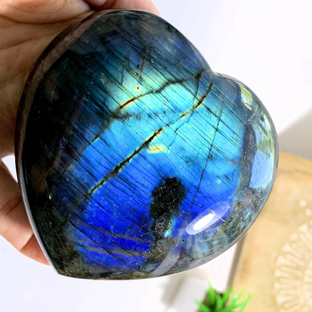 Incredible Double Sided Flashes XL Labradorite Heart From Madagascar - Earth Family Crystals