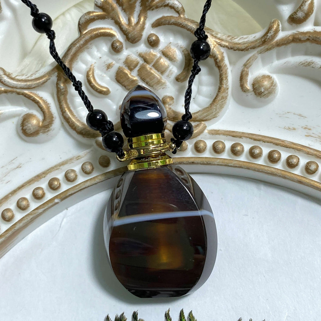 The Original ~High Quality Agate Essential Oil/Perfume Bottle Necklace (30 inch Beaded Agate Chain) - Earth Family Crystals