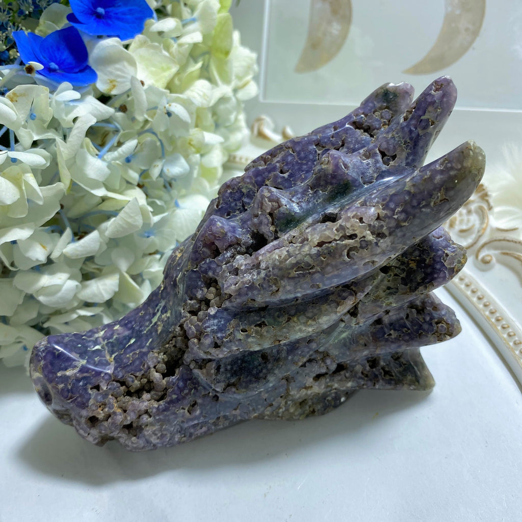 Fascinating Grape Agate Geode Dragon Partially Polished Large Display Specimen - Earth Family Crystals