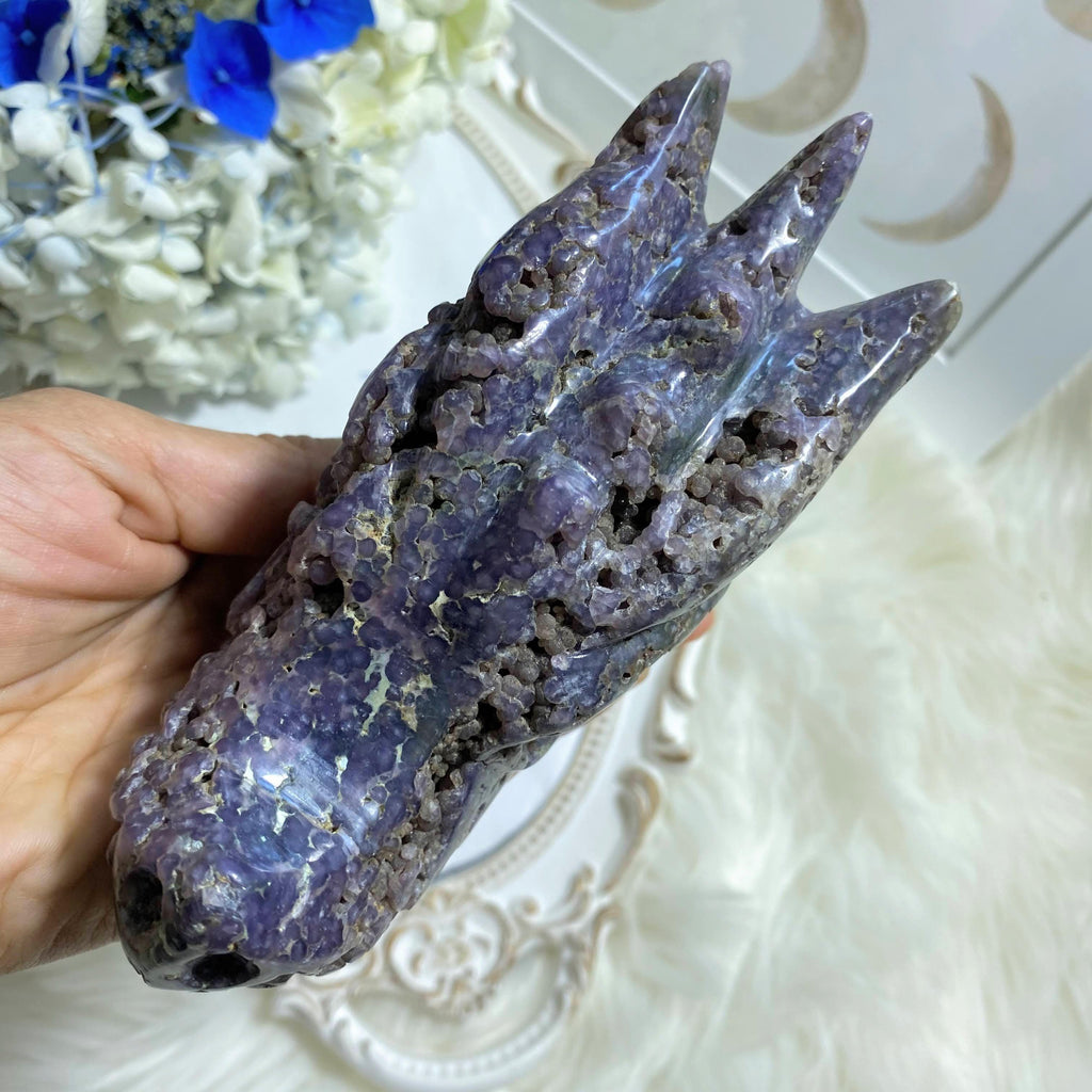 Fascinating Grape Agate Geode Dragon Partially Polished Large Display Specimen - Earth Family Crystals
