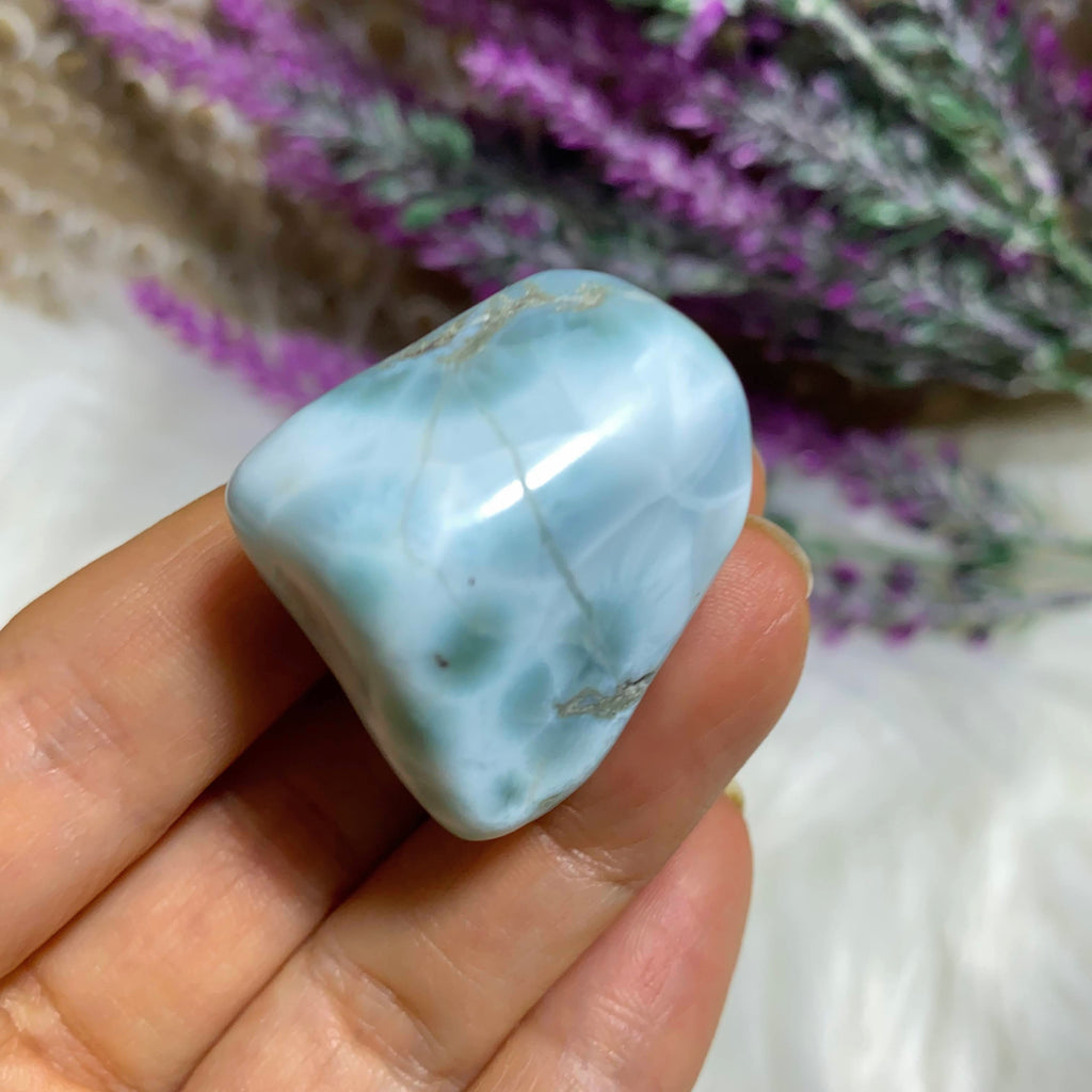 Gorgeous Patterns Caribbean Blue Larimar Polished Handheld Specimen #1 - Earth Family Crystals