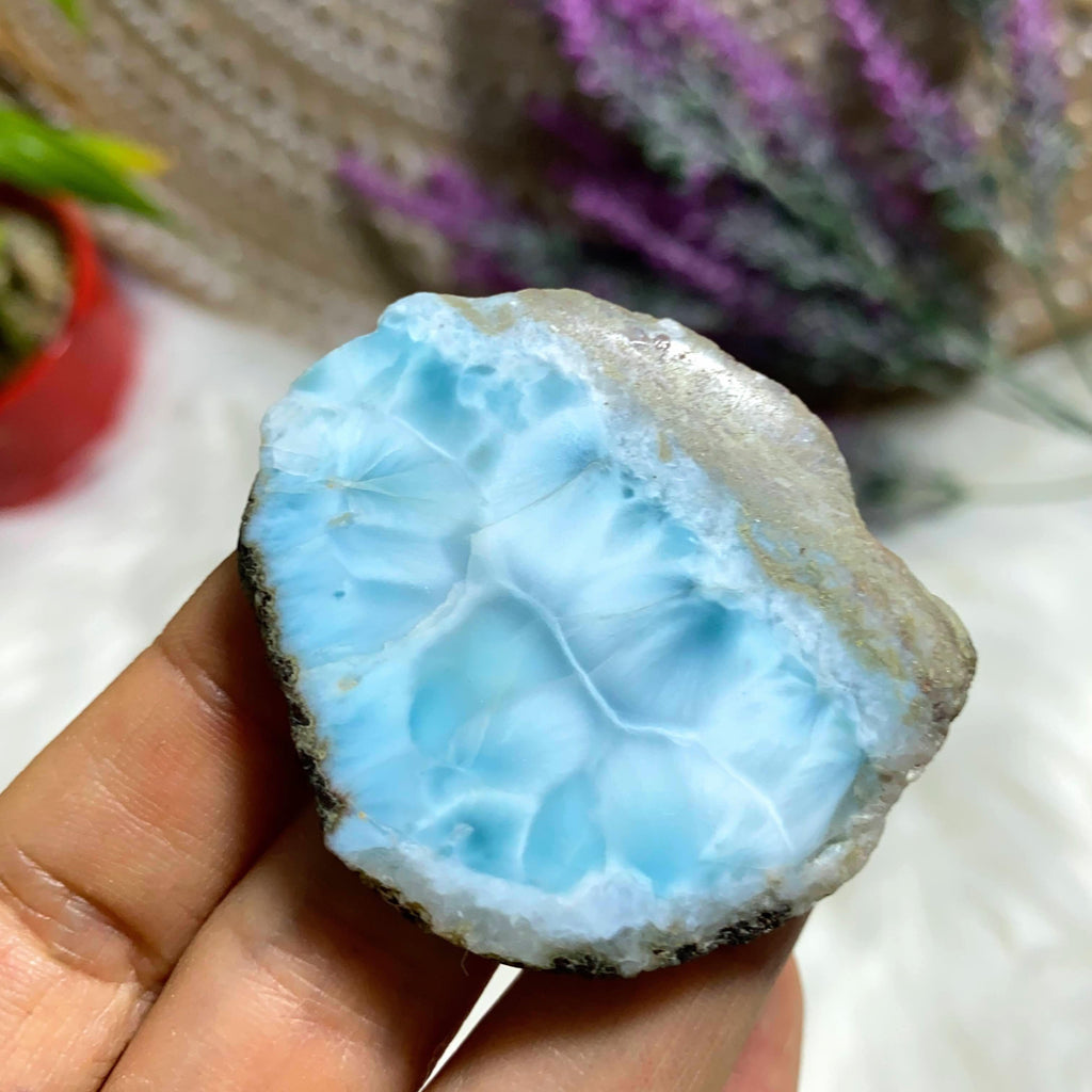 Soothing Caribbean Blue Larimar Partially Polished Specimen From The Dominican - Earth Family Crystals
