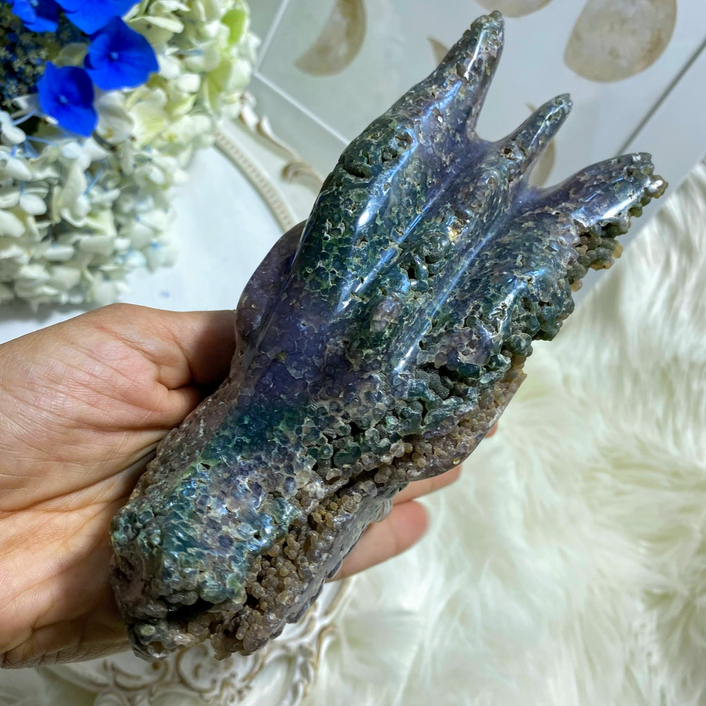 Incredibly Unique! XL Grape Agate Geode Dragon Partially Polished Display Specimen - Earth Family Crystals