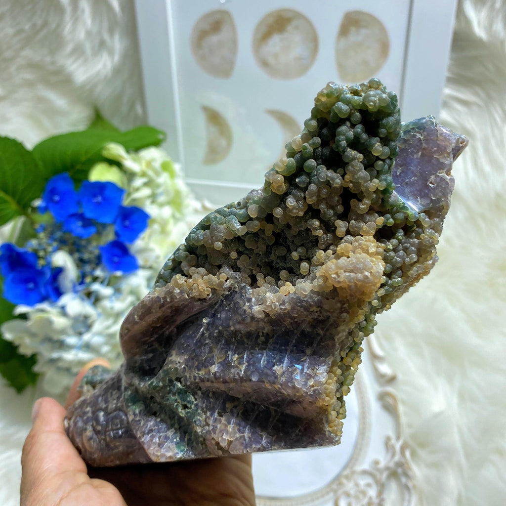 Incredibly Unique! XL Grape Agate Geode Dragon Partially Polished Display Specimen - Earth Family Crystals