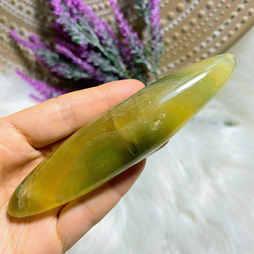 Reserved For Sandy Rare Golden Green Fluorite Double Terminated Healing Wand - Earth Family Crystals