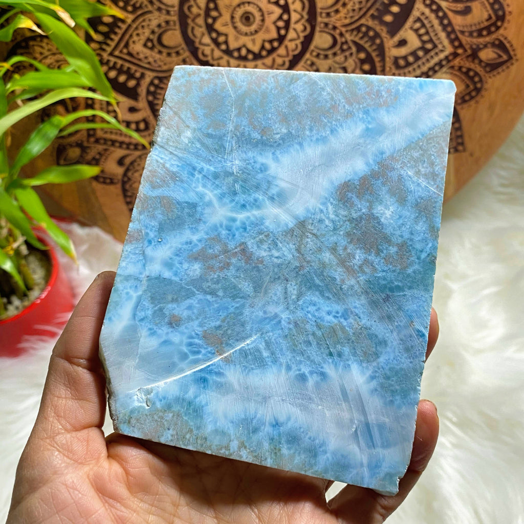 High Grade! Unpolished  Ocean Blue Larimar Large Display Specimen From The Dominican Republic - Earth Family Crystals