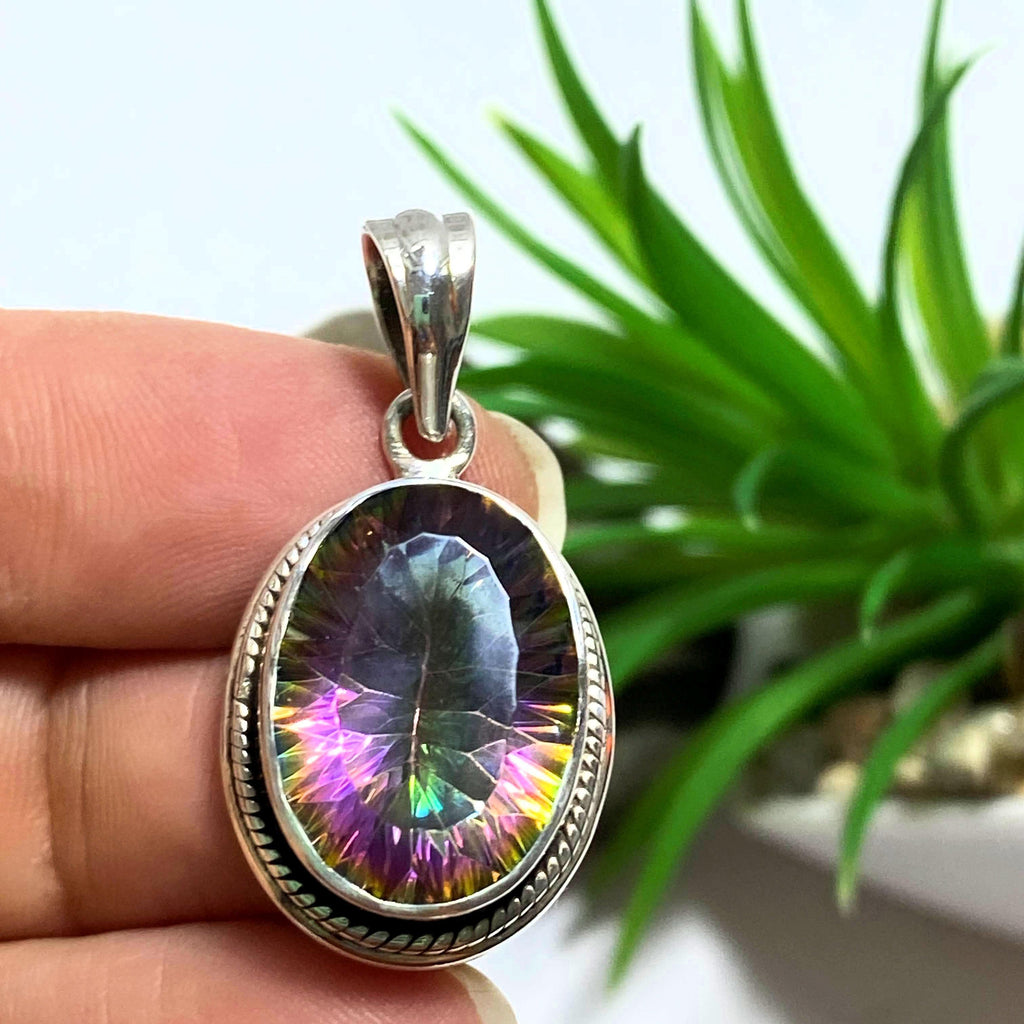Faceted Mystic Topaz Pendant in Sterling Silver (Includes Silver Chain) #1 - Earth Family Crystals