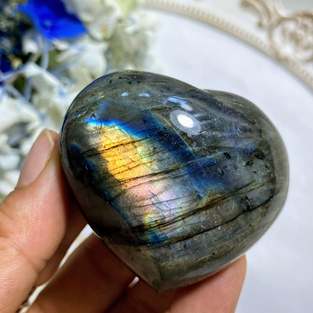 Chubby Multi Flashes Labradorite Heart Carving - Earth Family Crystals