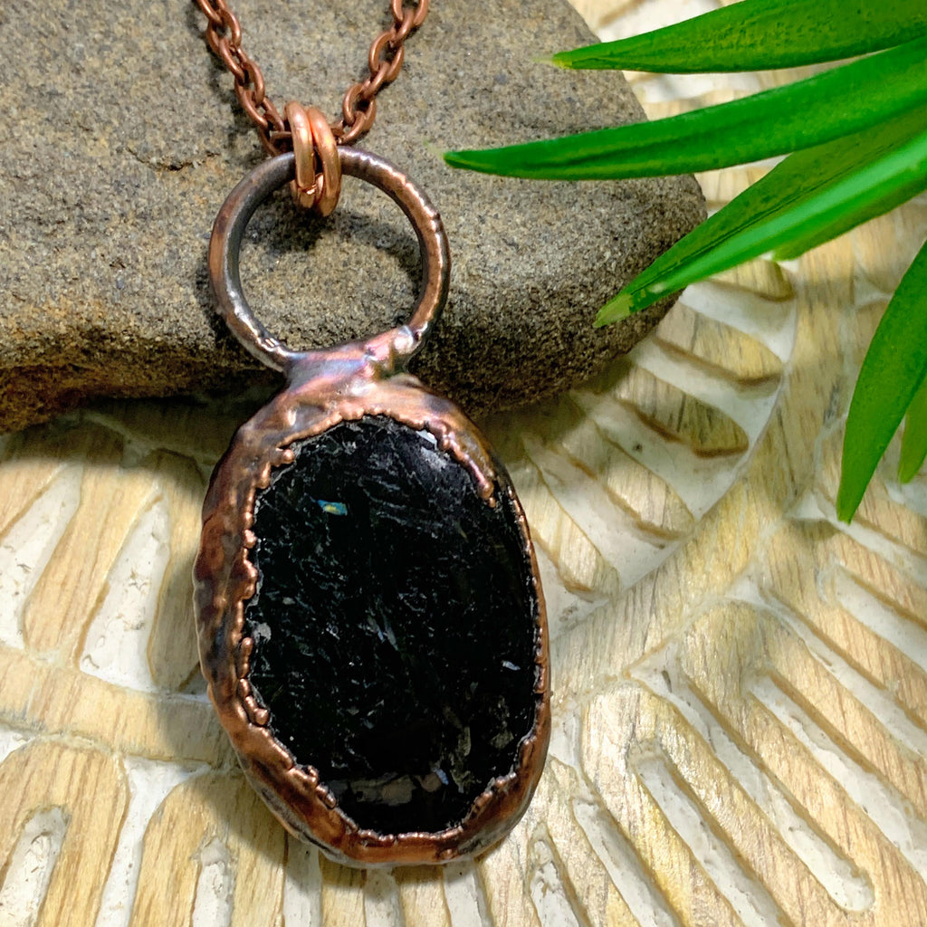 Handmade Genuine Nuummite Copper Necklace (24 inch chain) - Earth Family Crystals
