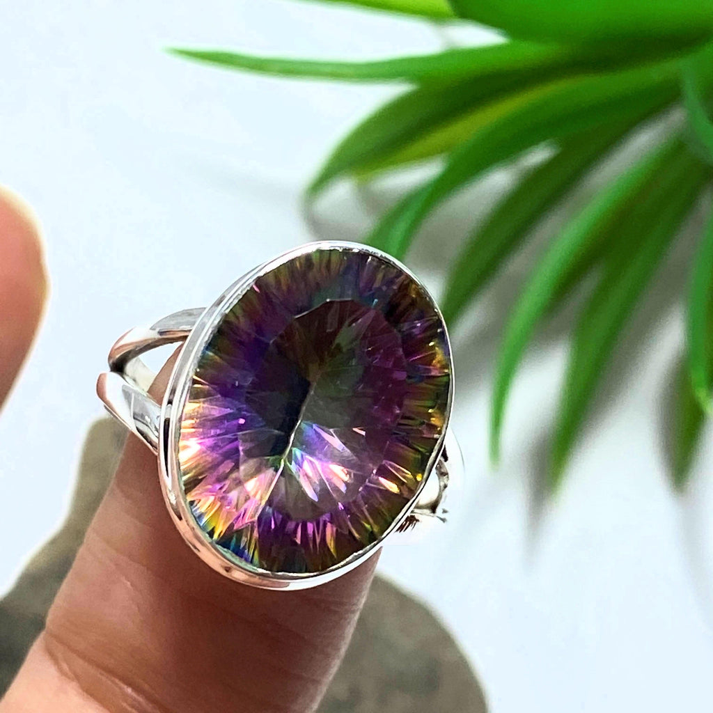 Stunning Faceted Mystic Topaz Sterling Silver Ring (Size 7.5) - Earth Family Crystals