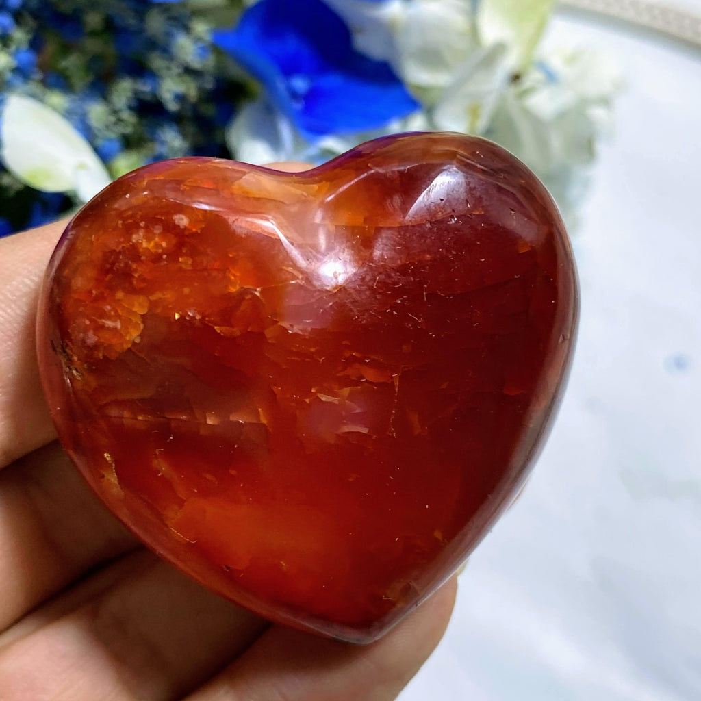 Carnelian Small Hand Held Heart From Madagascar - Earth Family Crystals