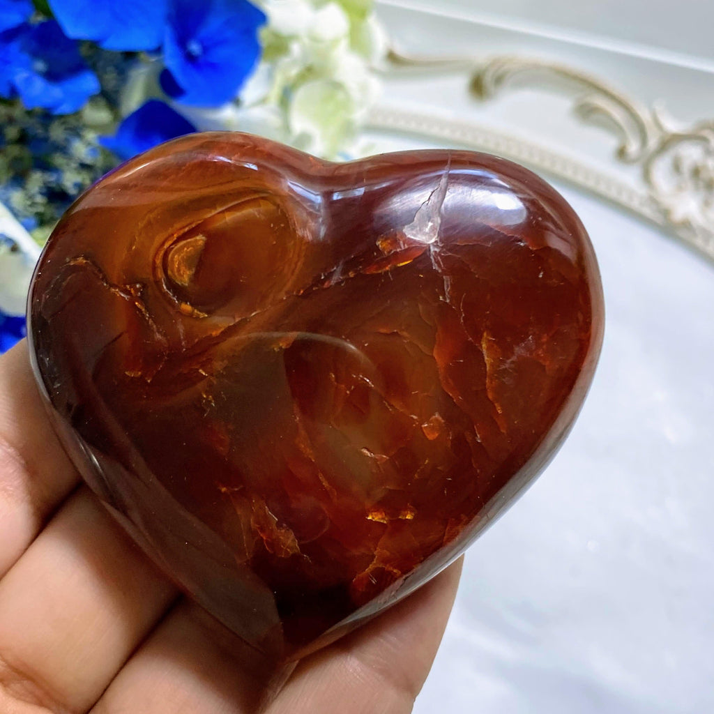 Fiery Orange/Red Carnelian Large Heart From Madagascar - Earth Family Crystals