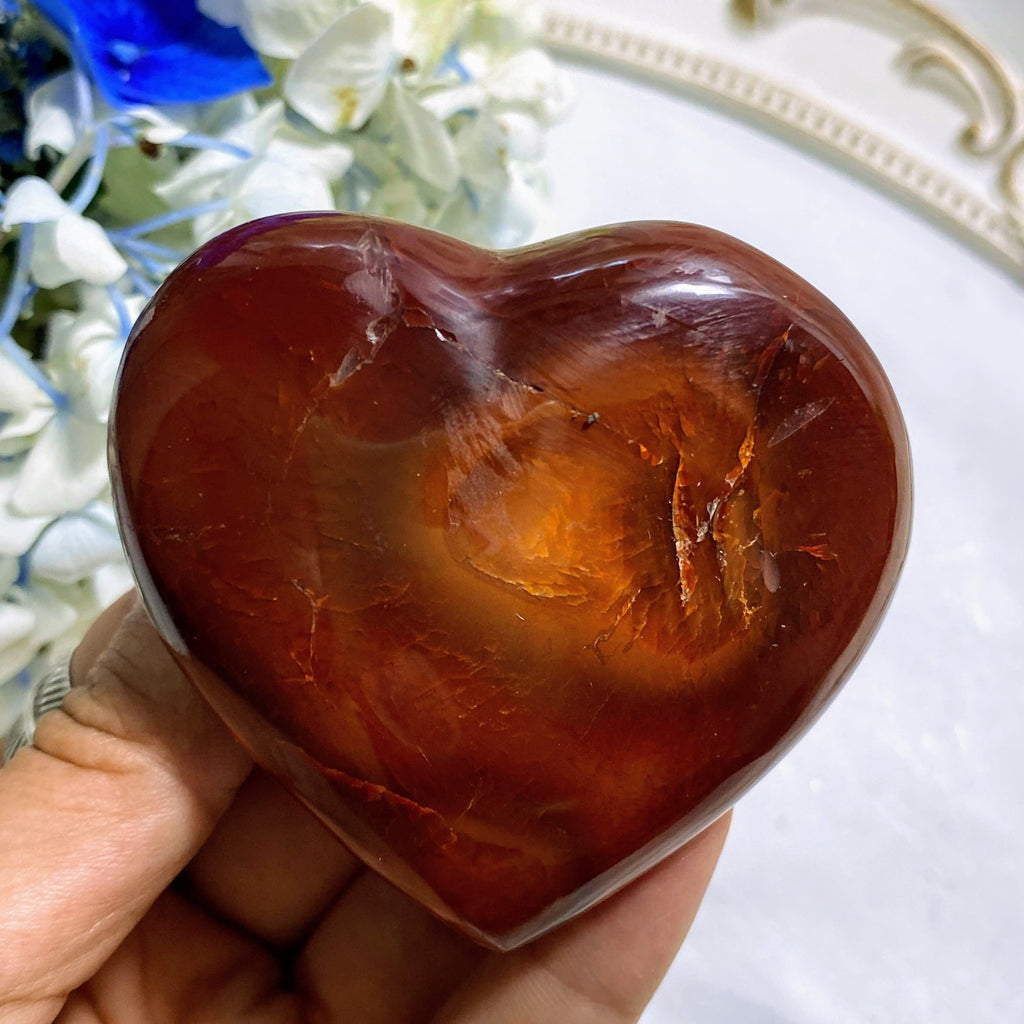 Fiery Orange/Red Carnelian Large Heart From Madagascar - Earth Family Crystals