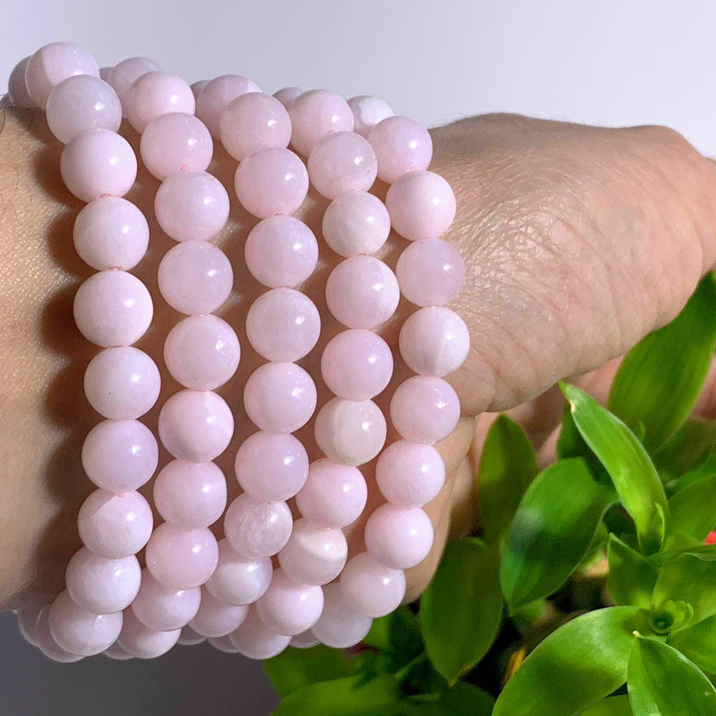 One Creamy Pink Mangano Calcite Bracelet on Stretchy Cord - Earth Family Crystals