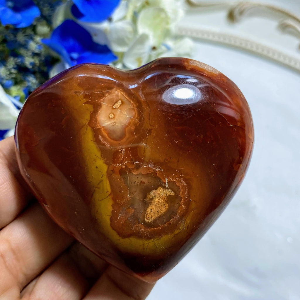 Fiery Orange/Red Carnelian Large Heart From Madagascar #1 - Earth Family Crystals