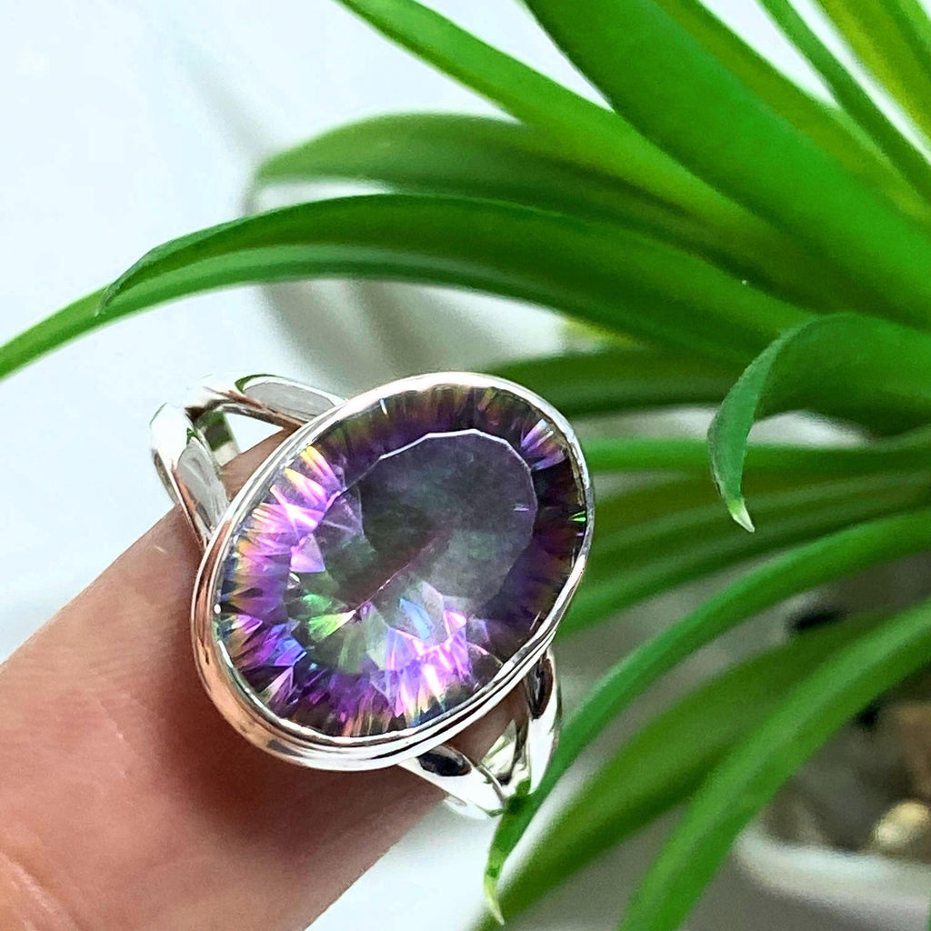 Pretty Faceted Mystic Topaz Sterling Silver Ring (Size 7.5) - Earth Family Crystals