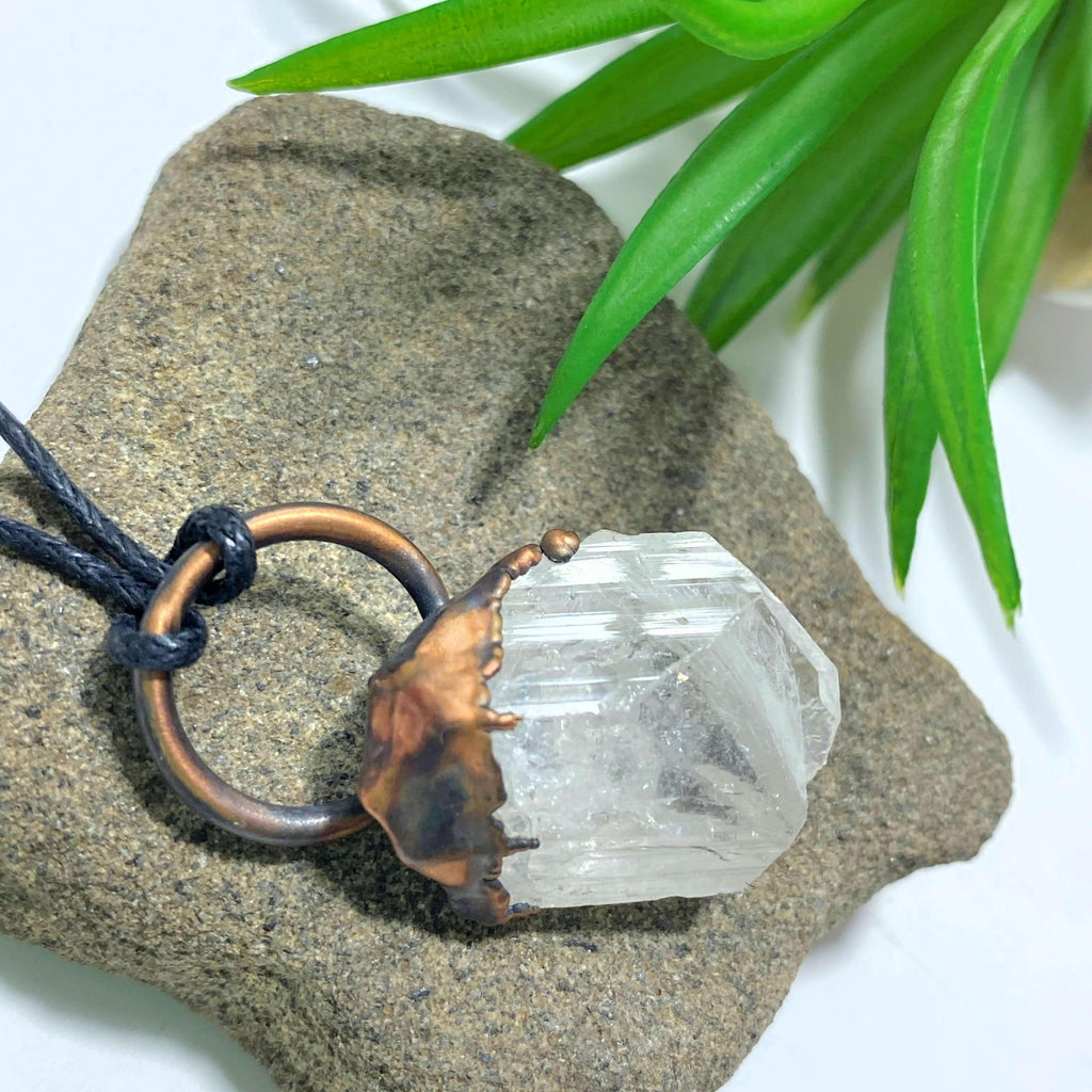 Natural Danburite Antiqued Copper Handmade Pendant on Adjustable Cotton Cord - Earth Family Crystals
