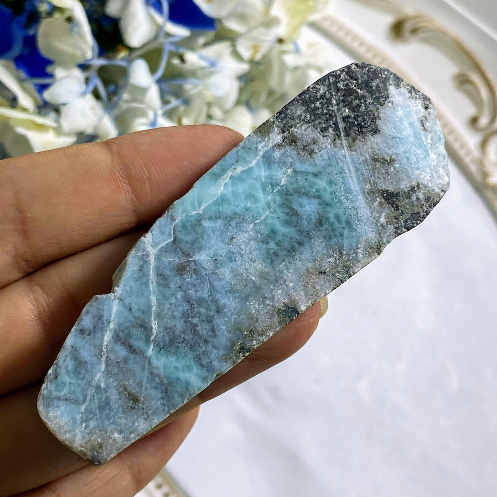 High Quality Blue Unpolished Larimar Specimen From The Dominican Republic - Earth Family Crystals