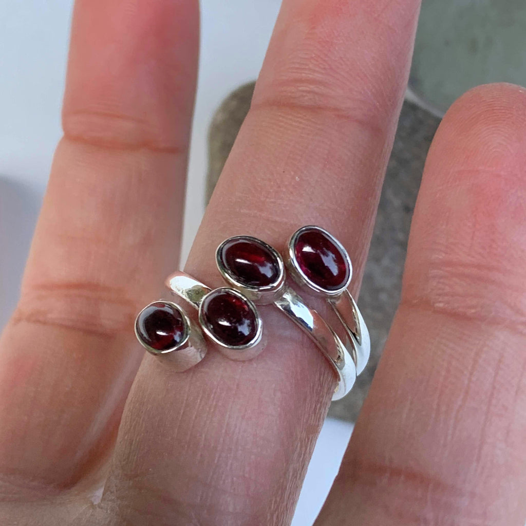 Gorgeous  Deep Burgundy Garnet Gemstone Ring in Sterling Silver ( Adjustable: Size 6-9) - Earth Family Crystals