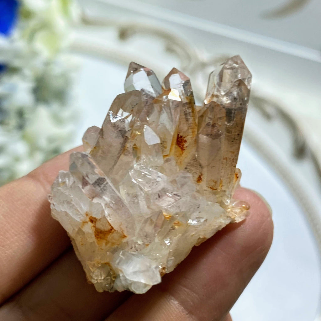 Rare Phantom Hematite Samadhi Quartz Cluster From The Himalayas - Earth Family Crystals