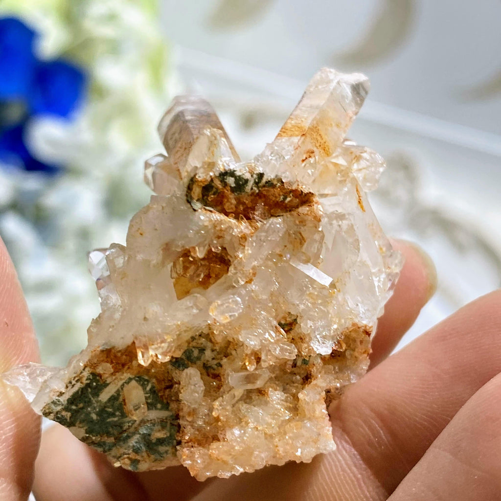 Rare Phantom Hematite Samadhi Quartz Cluster From The Himalayas - Earth Family Crystals