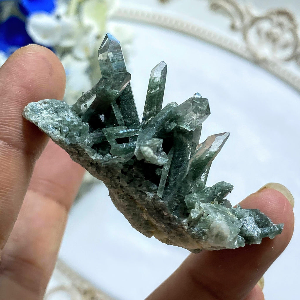 Rare Samadhi Green Himalayan Quartz Cluster #2 - Earth Family Crystals