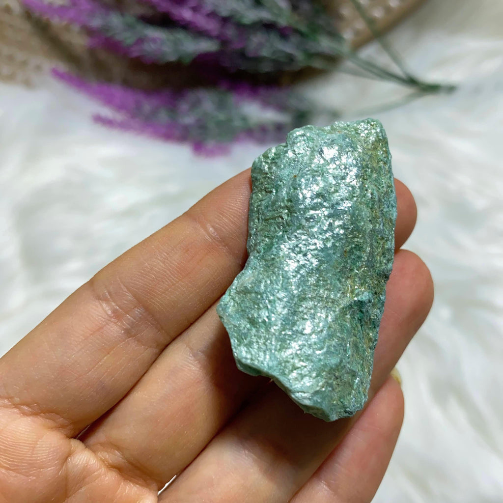 Shiny Natural Mint Green Fuchsite Specimen - Earth Family Crystals