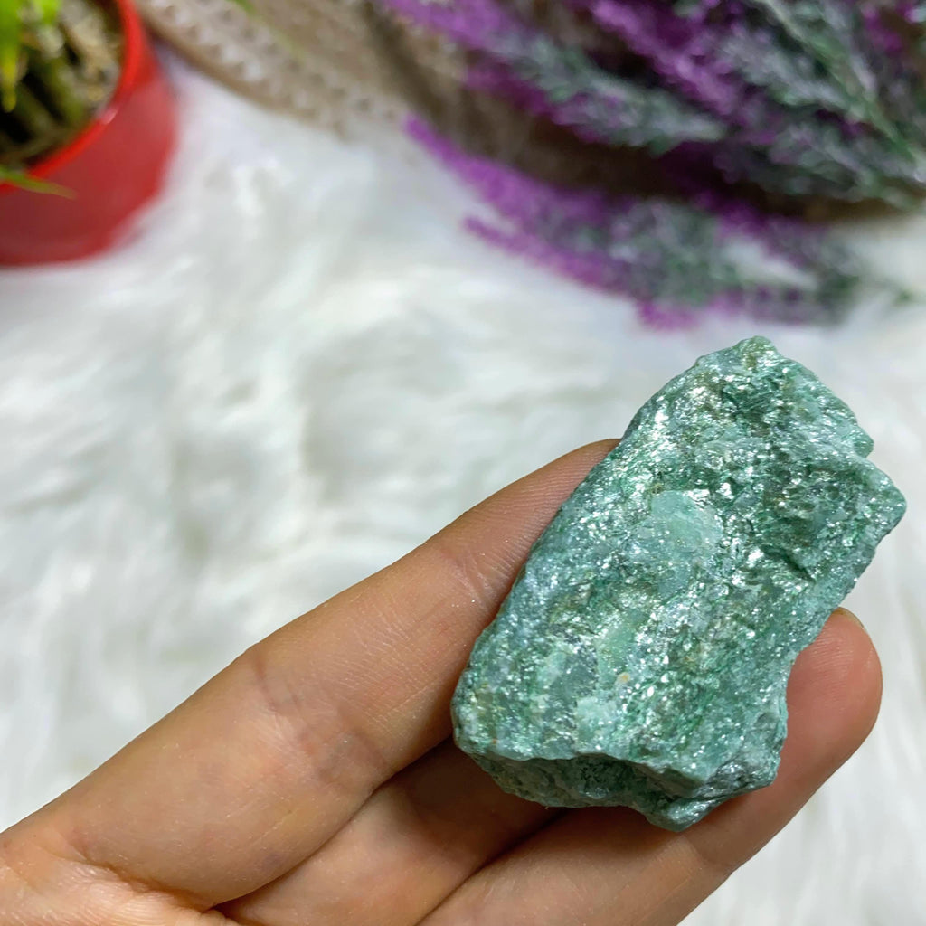 Shiny Natural Mint Green Fuchsite Specimen - Earth Family Crystals
