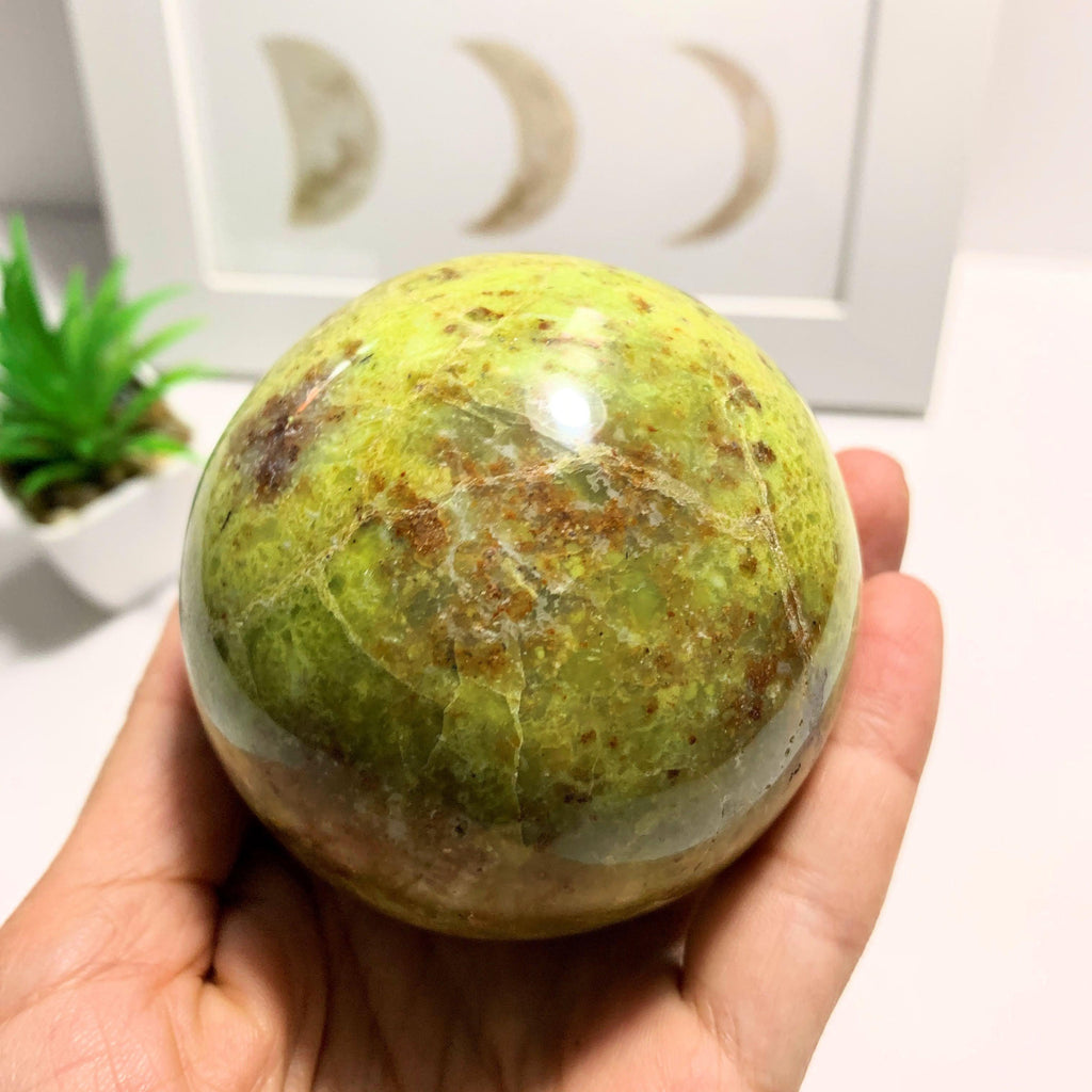 Electric Green Opal XL Sphere Carving~Locality Madagascar #1 - Earth Family Crystals