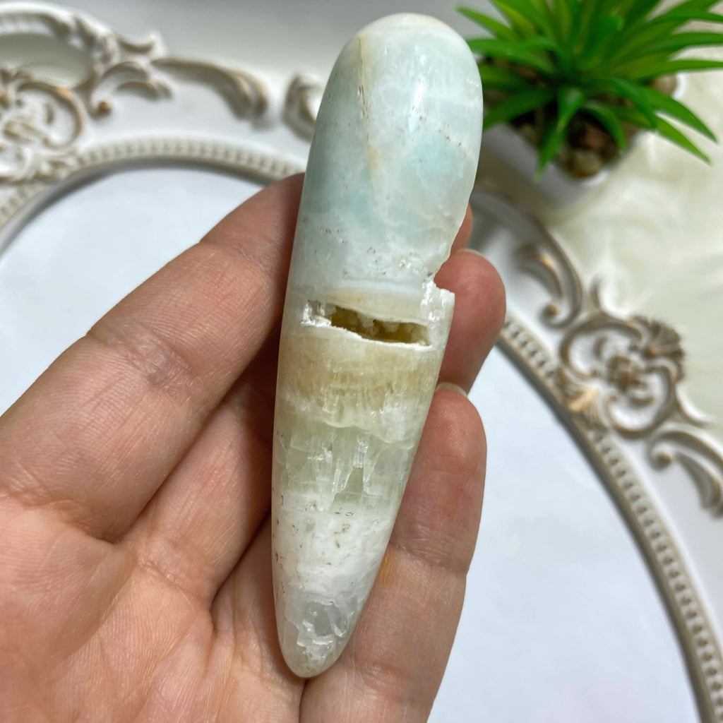 Caribbean Calcite Partially Polished Wand Carving - Earth Family Crystals