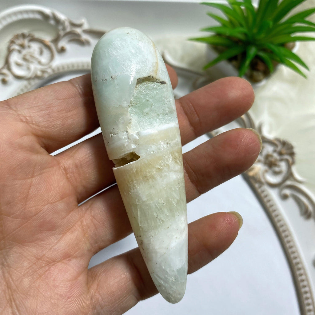 Caribbean Calcite Partially Polished Wand Carving - Earth Family Crystals