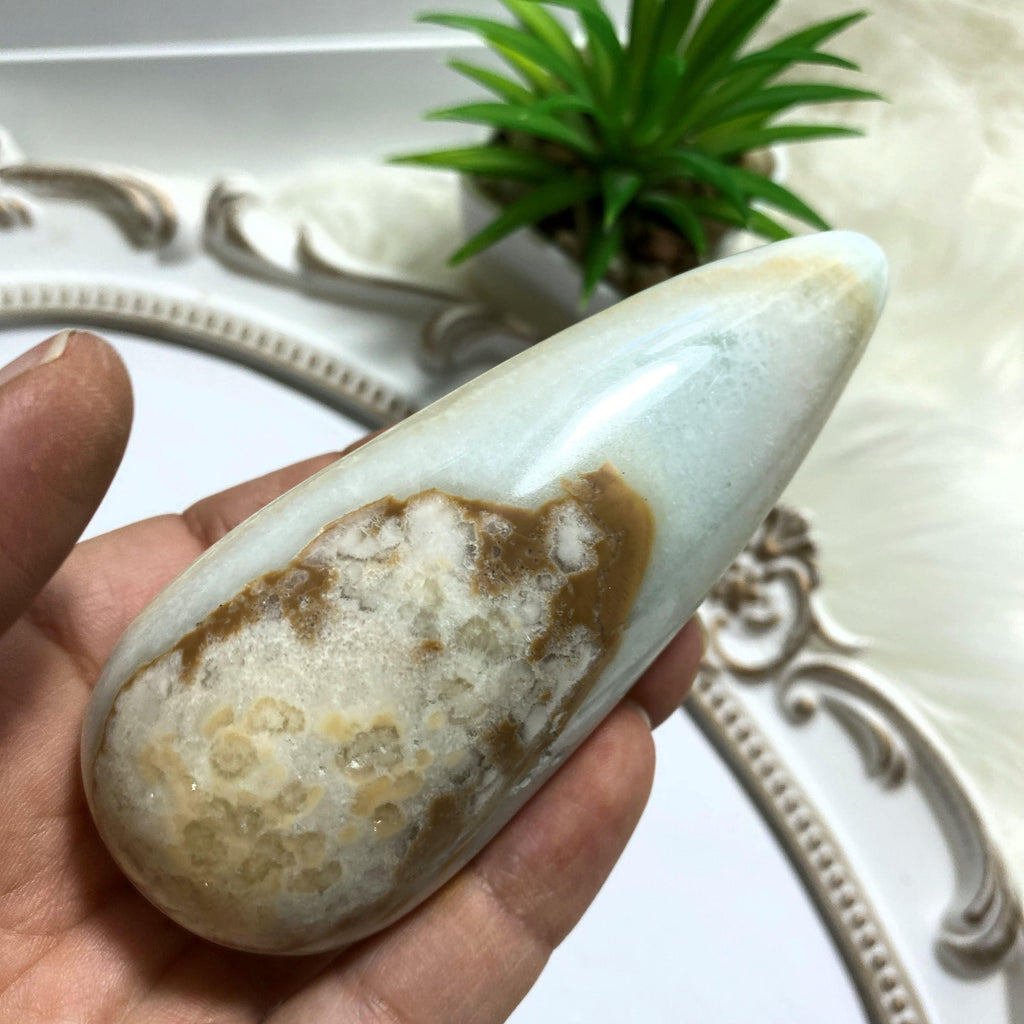 Chunky Caribbean Calcite Partially Polished  Large Wand Carving - Earth Family Crystals