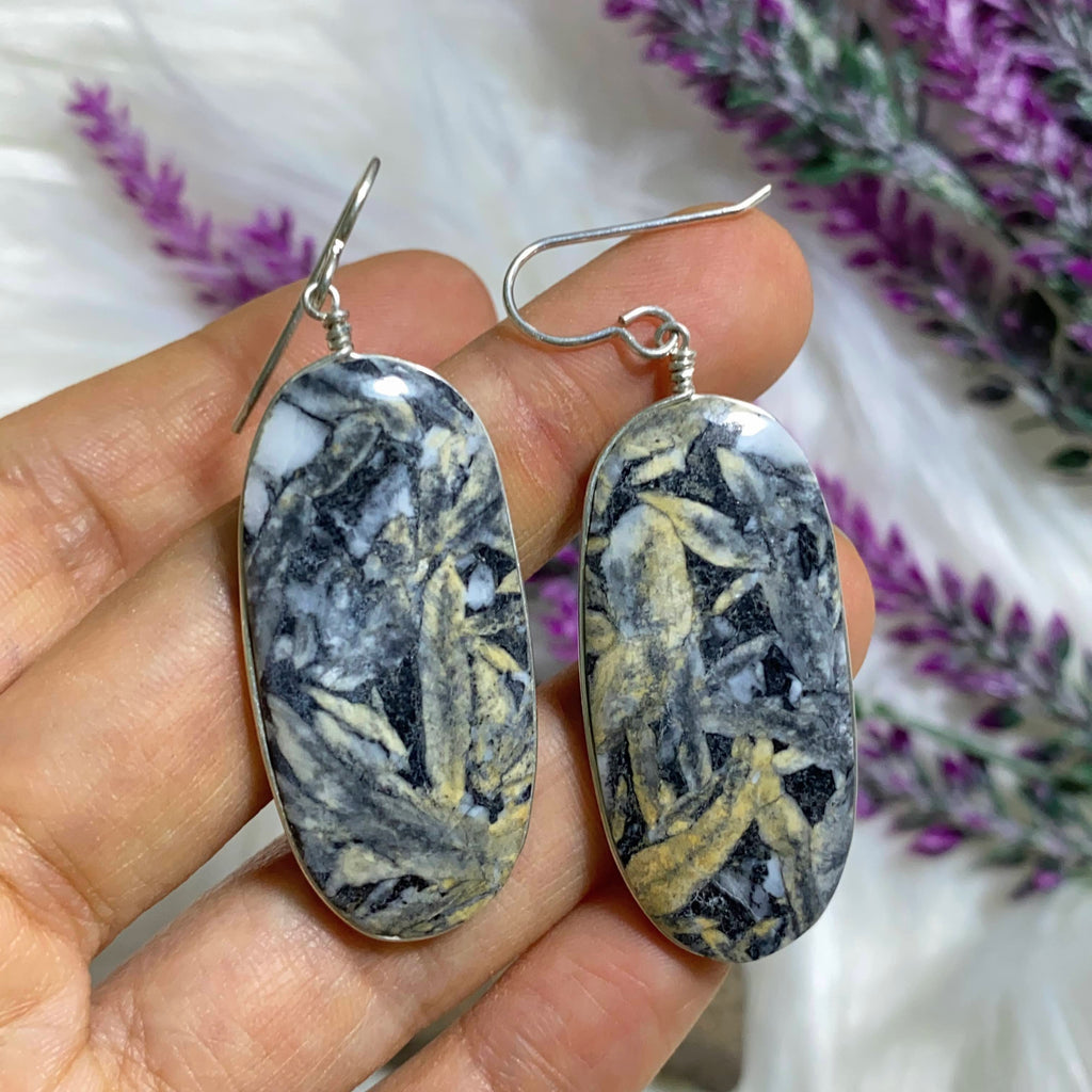 Picturesque Canadian Pinolite Sterling Silver Earrings (Partially Polished) REDUCED - Earth Family Crystals