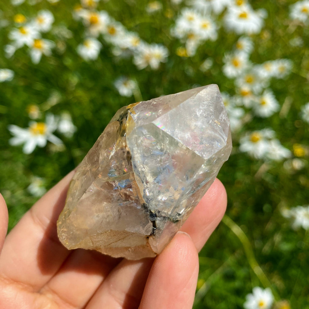 Clear Quartz & Black Hematite Natural Quartz Point~From Arkansas, USA - Earth Family Crystals